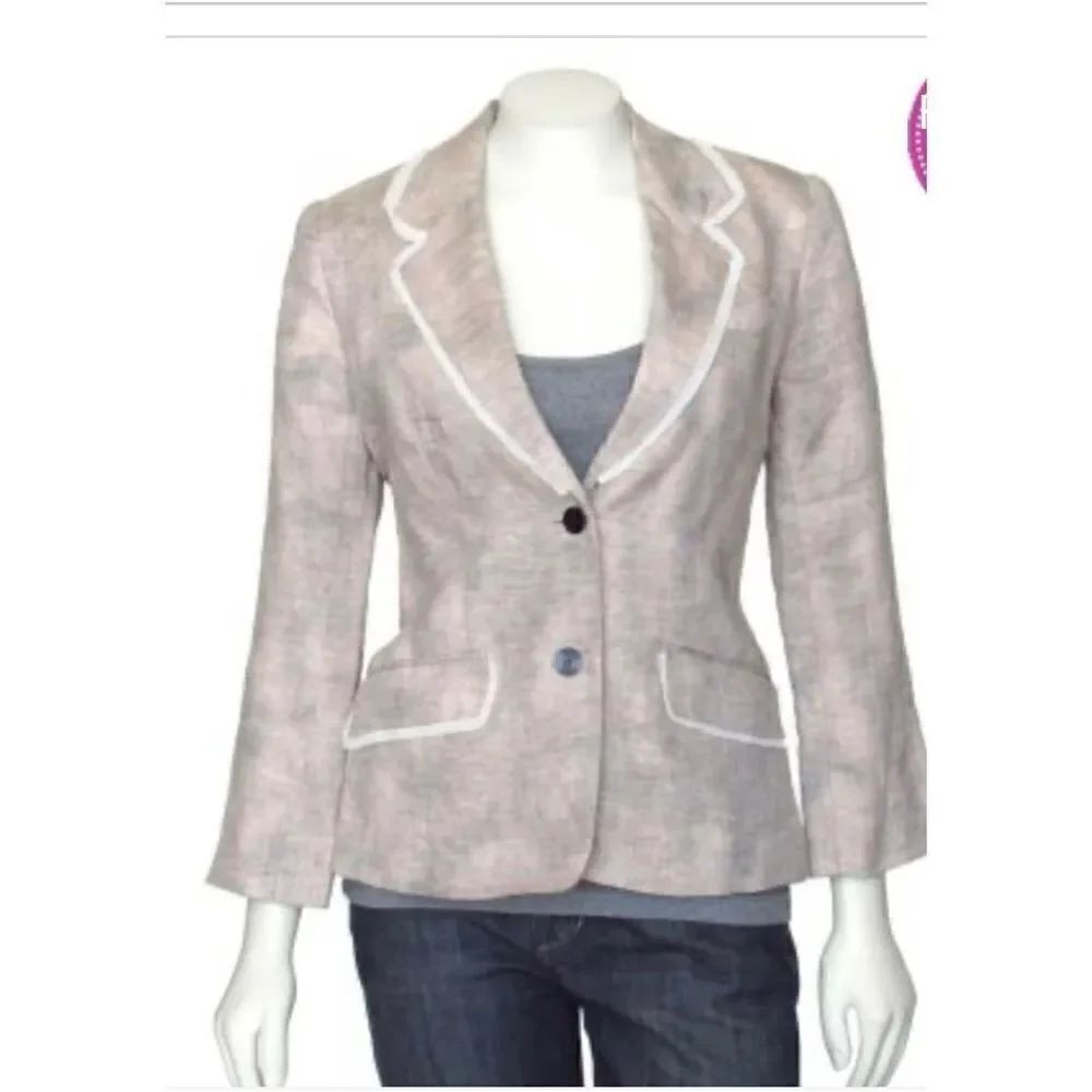 ELIZABETH & JAMES WOMENS GRAY LINEN FRINGE 3 4 SLEEVE
BLAZER size 10